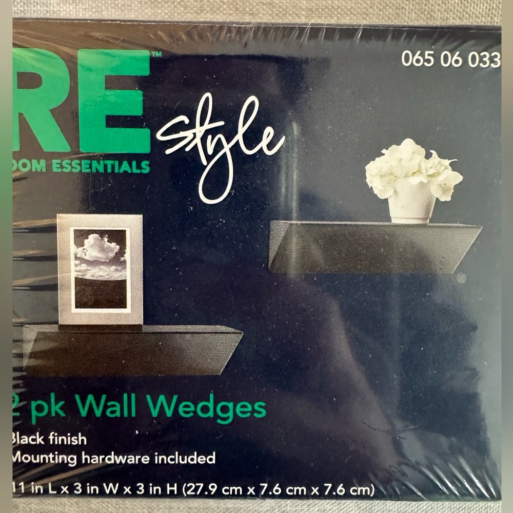 Essentials Black Wall Wedge Shelves - 2 Pack